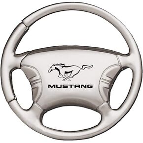 Au-TOMOTIVE GOLD, INC. Officially Licensed Silver Steering Wheel Key Fob for Ford Mustang