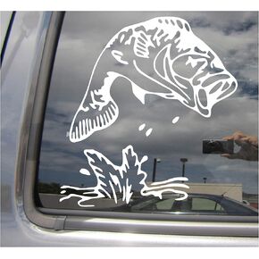 Bass Jumping Out of Water - Fishing Fish - Cars Trucks Moped Helmet Hard Hat Auto Automotive Craft Laptop Vinyl Decal Store Window Wall Sticker 01055