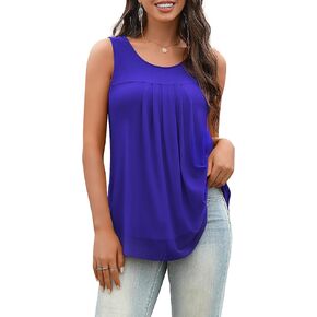 FOLUNSI Women's Plus Size Sleeveless Tank Tops Double Layered Casual Blouses Tunic Shirts M-3XL