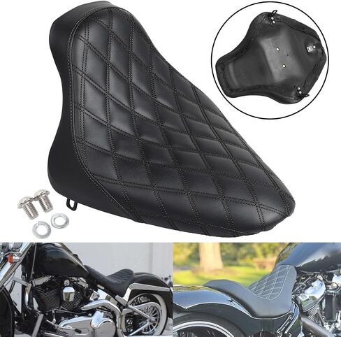 Black Stitching Leather Driver Seat Butt Bucket Solo Seat For Harley Fat Boy Heritage Softail FLST 2000-2007 FXST 2000-2005 in Kuwait