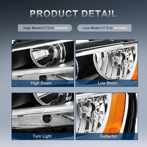 Headlights Assembly Replacement Compatible with 2011-2018 Volkswagen Jetta Halogen with Clear Lens Chrome Housing Amber Reflector Front Lamps Driver and Passenger Side (Set of 2) ‎ in Saudi Arabia