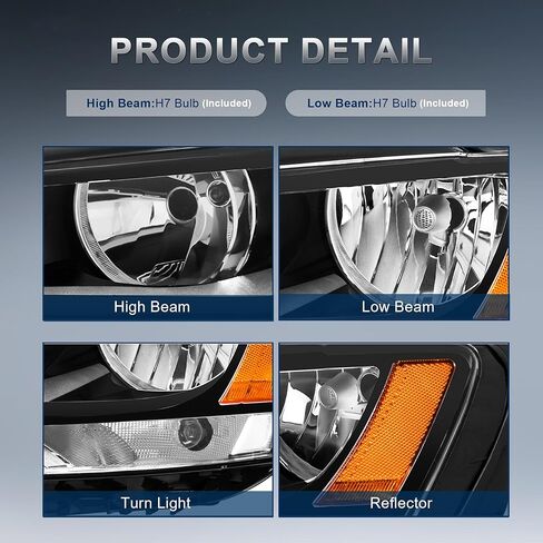 استبدال مجموعة المصابيح الأمامية متوافق مع 2011-2018 Volkswagen Jetta Halogen مع عدسة شفافة من الكروم ومبيت عاكس كهرماني ومصابيح أمامية للسائق وجانب الركاب (مجموعة من 2) in Kuwait