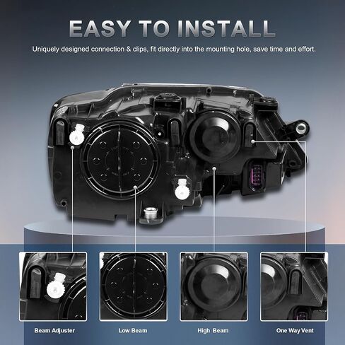 استبدال مجموعة المصابيح الأمامية متوافق مع 2011-2018 Volkswagen Jetta Halogen مع عدسة شفافة من الكروم ومبيت عاكس كهرماني ومصابيح أمامية للسائق وجانب الركاب (مجموعة من 2) in Kuwait