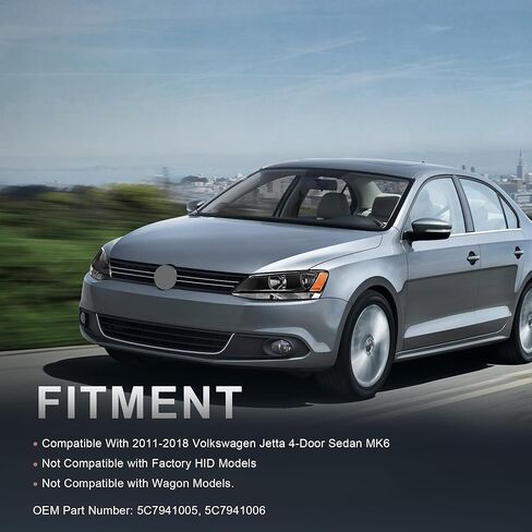 استبدال مجموعة المصابيح الأمامية متوافق مع 2011-2018 Volkswagen Jetta Halogen مع عدسة شفافة من الكروم ومبيت عاكس كهرماني ومصابيح أمامية للسائق وجانب الركاب (مجموعة من 2) in Kuwait
