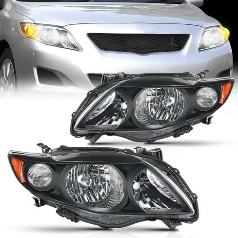 مجموعة المصابيح الأمامية Nilight متوافقة مع 2009 2010 Toyota Corolla XLE/LE/Base للمصابيح الأمامية البديلة باللون الأسود للسائق وجانب الركاب (لا تناسب S أو XRS Trim) in Kuwait