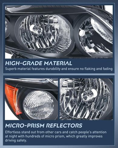 مجموعة المصابيح الأمامية Nilight متوافقة مع 2009 2010 Toyota Corolla XLE/LE/Base للمصابيح الأمامية البديلة باللون الأسود للسائق وجانب الركاب (لا تناسب S أو XRS Trim) in Kuwait