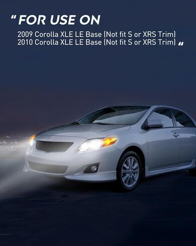 Nilight Headlight Assembly Compatible with 2009 2010 Toyota Corolla XLE/LE/Base Replacement Headlamp Black Housing Amber Reflector Driver and Passenger Side(Not fit S or XRS Trim) in Kuwait