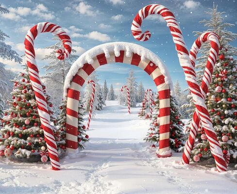 Kate Christmas Backdrops Children Christmas Party Decor Backdrop Candy House Winter Outdoor Scene, 7x5ft in Saudi Arabia