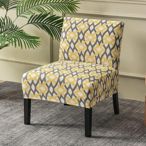 Armless Accent Chair Covers, Stretch Armless Chair Slipcover Soft Print Armless Chair Covers Furniture Protector for Living Room Bedroom (Yellow) in Kuwait