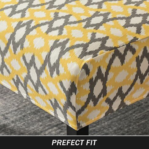 Armless Accent Chair Covers, Stretch Armless Chair Slipcover Soft Print Armless Chair Covers Furniture Protector for Living Room Bedroom (Yellow) in Kuwait