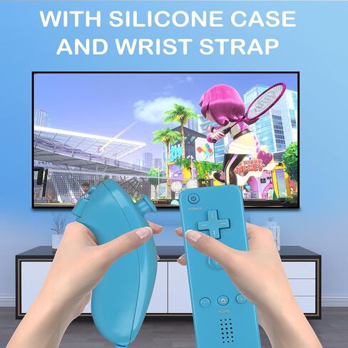 RETROSUN Replacement Remote Control with Built in Motion Plus and Nunchuck, Compatible with Nintendo Wii/Wii U Remote Controller with Gamepad Joystick and Silicone Case and Wrist Strap (white) in Kuwait