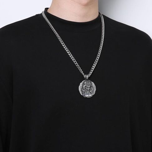 HZMAN Jesus Pendant Necklace for Men Retro Stainless Steel Medal Pendant Necklace Amulet Jewelry Gift in Saudi Arabia