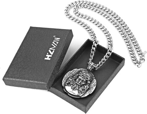 HZMAN Jesus Pendant Necklace for Men Retro Stainless Steel Medal Pendant Necklace Amulet Jewelry Gift in Saudi Arabia