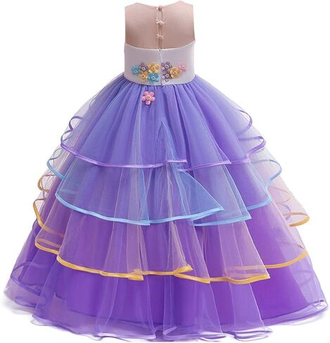 Girls Unicorn Birthday Costume Princess Tulle Dress Sleeveless Christmas Party Wedding Pageant Ball Gown w/Headband in Saudi Arabia