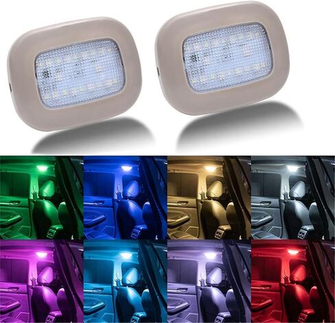KAGOR Car Ceiling Lights 2Pcs Car Reading Lamp 8 Colors Interior Roof Light USB Rechargeable LED Car Interior Dome Light Bright in Kuwait