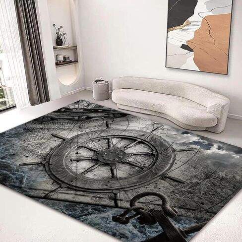 Large Area Rug Carpet Floor Washable Mats Rugs 5'x6' for Living Room Bedroom Home Decor Indoor Rugs Wheel Charts Anchor Navigation in Saudi Arabia