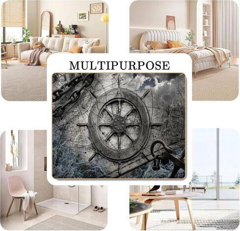 Large Area Rug Carpet Floor Washable Mats Rugs 5'x6' for Living Room Bedroom Home Decor Indoor Rugs Wheel Charts Anchor Navigation in Saudi Arabia