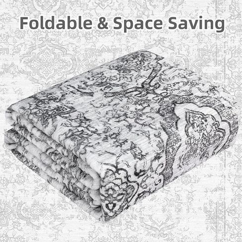 Large Area Rug 8x10 Washable Distressed Accent Rug Non Slip Stain Resistant Retro Floor Cover Ultra Thin Soft Foldable Vintage Floral Print Carpet for Living Room Nursery Home, Brown in Kuwait