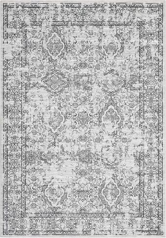 Large Area Rug 8x10 Washable Distressed Accent Rug Non Slip Stain Resistant Retro Floor Cover Ultra Thin Soft Foldable Vintage Floral Print Carpet for Living Room Nursery Home, Brown in Kuwait