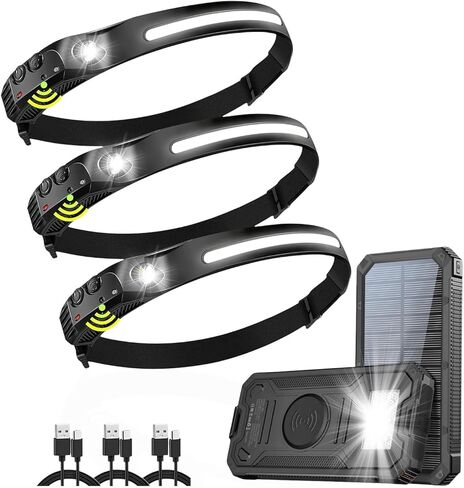 Headband Light - LED Headlamp Rechargeable, IPX4 Waterproof Head Lamp 270° Wide Beam 350 Lumens with Motion Sensor, 6 Modes, 8hr Battery Life Head Lamps for Camping, Hiking, & Industrial Use in Saudi Arabia