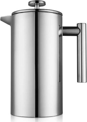 12 oz / 350 ml Stainless Steel French Press Coffee Maker, Double-Wall Insulated Small Coffee Press with 2 Extra Filters and Coffee Spoon, Single Serve French Press for Home, Office and Camping in Kuwait