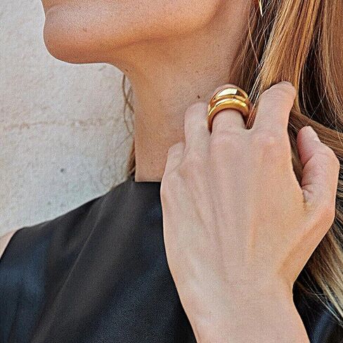 Chunky Gold Rings for Women That Don't Tarnish Band Rings Statement Rings Gold and Silver Rings for Women in Saudi Arabia