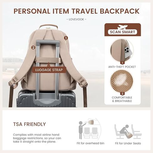 LOVEVOOK Laptop Backpack for Women with Pouch Pocket for Large Capacity Cup,15.6 Inch Laptop Computer Bag Travel Backpack Purse,Waterproof Work Business Backpack College Teacher Bags,Beige-Black-Brown in Saudi Arabia