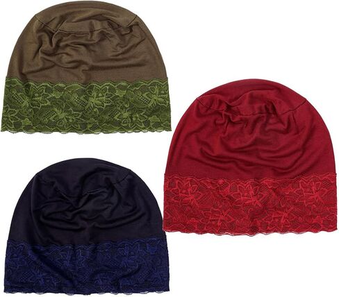 ® 3Pcs Muslim Inner Hijab Caps Women Lace Under Hijab Caps Stretchy Full Cover Undercap in Saudi Arabia