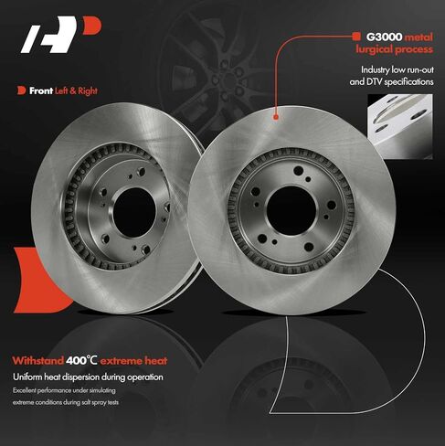 A-Premium 11.06 inch (281mm) Front Vented Disc Brake Rotors Compatible with Select Honda, Isuzu and Acura Models - CR-V/Prelude 97-01, Odyssey 95-98, Integra 97-98 00-01, Legend 91-95, RL/TL 96-98 in Saudi Arabia