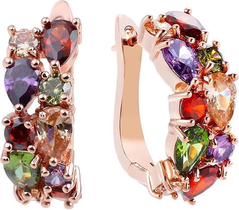 Multi Gemstone Earrings - Colorful Crystal Earrings for Women, Multicolored Crystal Elements Stud Earrings Jewelry for Women in Saudi Arabia