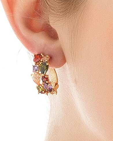 Multi Gemstone Earrings - Colorful Crystal Earrings for Women, Multicolored Crystal Elements Stud Earrings Jewelry for Women in Saudi Arabia