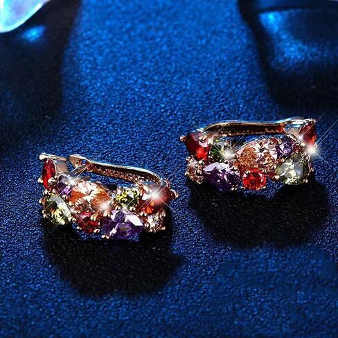 Multi Gemstone Earrings - Colorful Crystal Earrings for Women, Multicolored Crystal Elements Stud Earrings Jewelry for Women in Saudi Arabia
