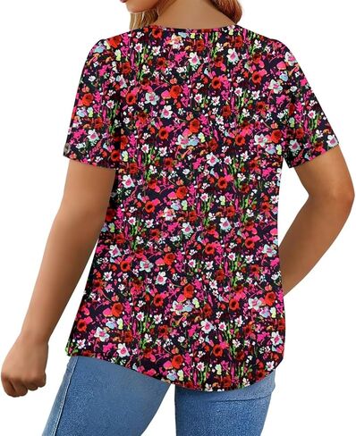 Magritta Womens Plus Size Tops Flowy Summer Blouses Short Sleeve Shirts Pleated Dressy Tunic Tops in Kuwait