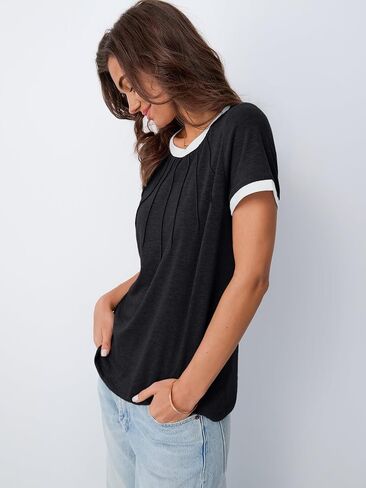 AUTOMET Womens Shirts Short Sleeve Tops Business Casual Tee Spring Summer Clothes Trendy Fashion Dressy Blouses Outfits 2025 in Kuwait
