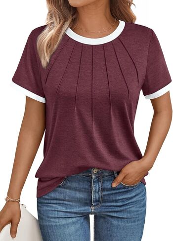 AUTOMET Womens Shirts Short Sleeve Tops Business Casual Tee Spring Summer Clothes Trendy Fashion Dressy Blouses Outfits 2025 in Kuwait