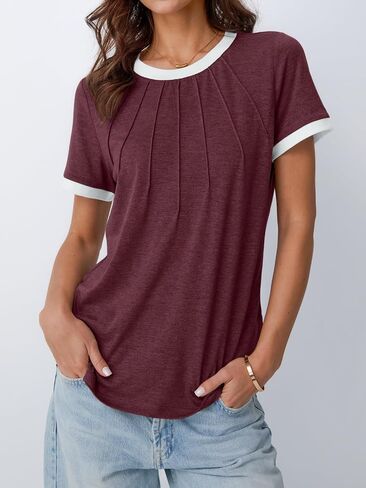 AUTOMET Womens Shirts Short Sleeve Tops Business Casual Tee Spring Summer Clothes Trendy Fashion Dressy Blouses Outfits 2025 in Kuwait