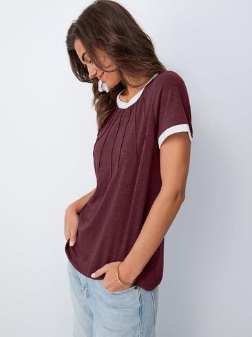 AUTOMET Womens Shirts Short Sleeve Tops Business Casual Tee Spring Summer Clothes Trendy Fashion Dressy Blouses Outfits 2025 in Kuwait