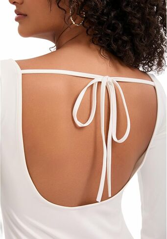 Topcloset Women's Tennis Dress Open Back Long Sleeve Dress Flare Mini Dresses Party Club Dress in Saudi Arabia