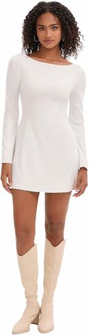 Topcloset Women's Tennis Dress Open Back Long Sleeve Dress Flare Mini Dresses Party Club Dress in Saudi Arabia