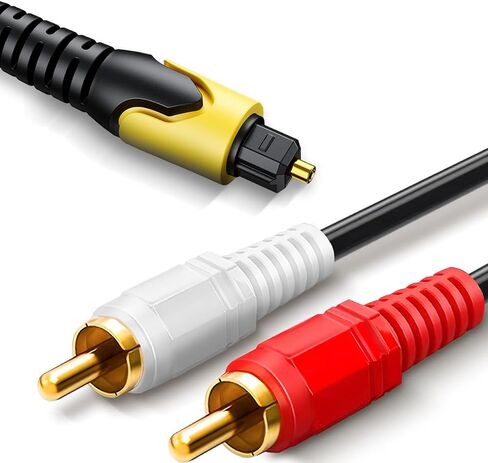 كابل محول صوت رقمي إلى تناظري 192 كيلو هرتز، 10 أقدام SPDIF بصري إلى RCA L/R وسلك محول AUX 3.5 مم للصوت من مشغل HDTV PS4 Blue Ray إلى نظام ستيريو منزلي وسماعات الرأس in Kuwait
