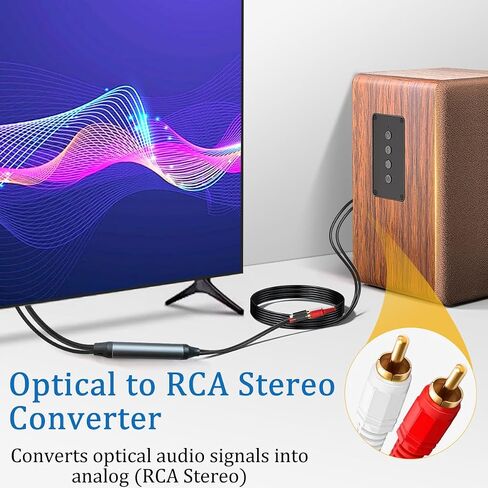 كابل محول صوت رقمي إلى تناظري 192 كيلو هرتز، 10 أقدام SPDIF بصري إلى RCA L/R وسلك محول AUX 3.5 مم للصوت من مشغل HDTV PS4 Blue Ray إلى نظام ستيريو منزلي وسماعات الرأس in Kuwait