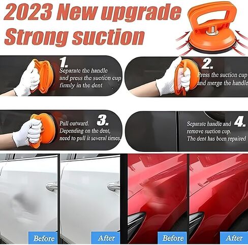 مجتذب دنت، مجتذب إصلاح دنت، 3 حزمة إزالة دنت قوية لا أثر لها لإصلاح السيارات شاشة الكمبيوتر والبلاط الزجاجي مرآة رفع وتحريك الأشياء (برتقالي) in Kuwait
