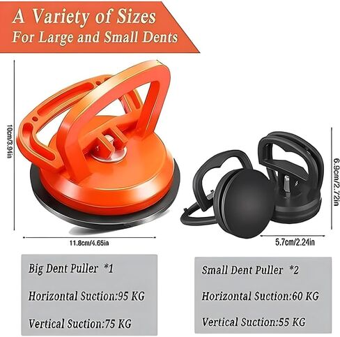 مجتذب دنت، مجتذب إصلاح دنت، 3 حزمة إزالة دنت قوية لا أثر لها لإصلاح السيارات شاشة الكمبيوتر والبلاط الزجاجي مرآة رفع وتحريك الأشياء (برتقالي) in Kuwait