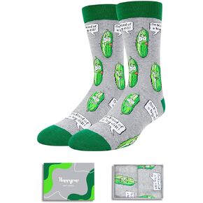 Funny Socks Gift Ideas for Men - Novelty Crazy Silly Cool Socks for Teen Boys, Pickle Gifts, Big Dill Socks, Valentines Day Gifts for Him