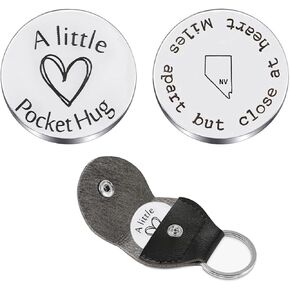 JJTZX Pocket Hug Token for Long Distance Relationship Gifts Miles Apart but Close at Heart United States Map Keychain