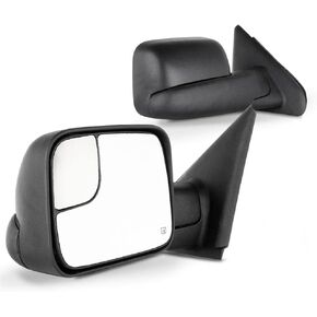 SCITOO Power Heated Towing Mirrors 98-01 fit for Dodge for Ram 1500 98-02 for Ram 2500 3500 Truck Black Rear View Side View Mirror Tow Pair Set