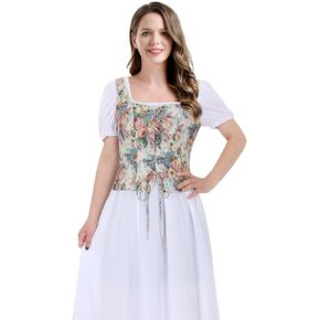 Women Medieval Pirate Cosplay Corset Tops Vintage Bandage Tank Top Peasant Costume