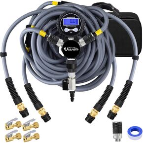 4 Tire Inflation Deflation System, 4 Tire Air Up Down System, 4 Tire Pressure Equalizer, Inflate or Deflate All 4 Tires at Once, Flexible Air Hose Fits Up to 155" Wheelbase.