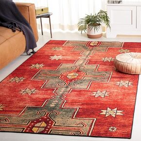 SAFAVIEH Tucson Collection Area Rug - 5' x 8', Rust & Green, Persian Design, Machine Washable & Slip Resistant, Ideal for High Traffic Areas in Living Room, Bedroom, Dining (TSN189P-5)