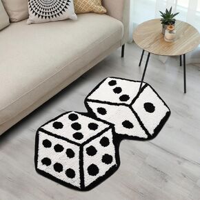 Dice Rug for Dice Decor - Microfiber Fluffy Rug for Funny Home Decor - Non Slip Rug for Cute Bathroom Decor - 32"x18" Machine Washable Cool Rug for Aesthetic Room Decor